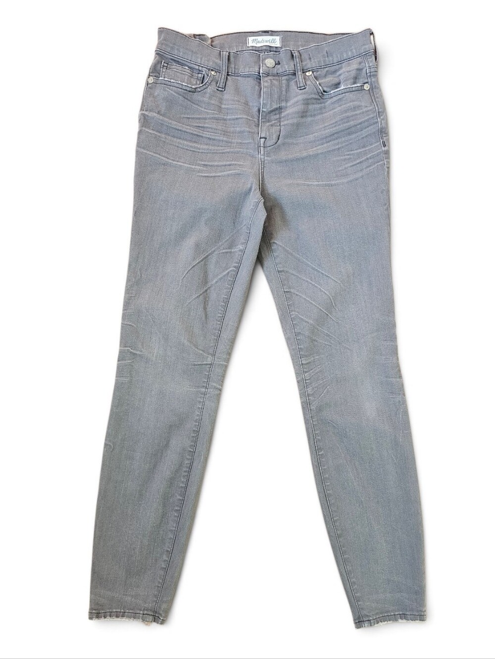 Madewell Minimalist High Riser Women’s Gray Distressed Skinny Jeans, Size 30